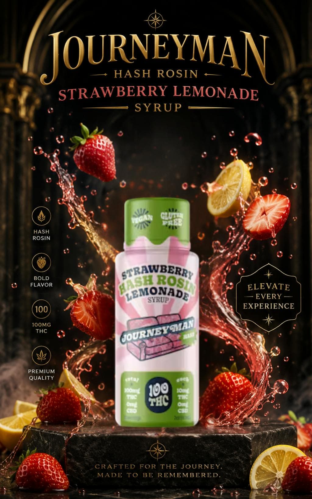Journeyman Journeyman Beverage Shot 100mg Hash Rosin- Strawberry Lemonade Edibles