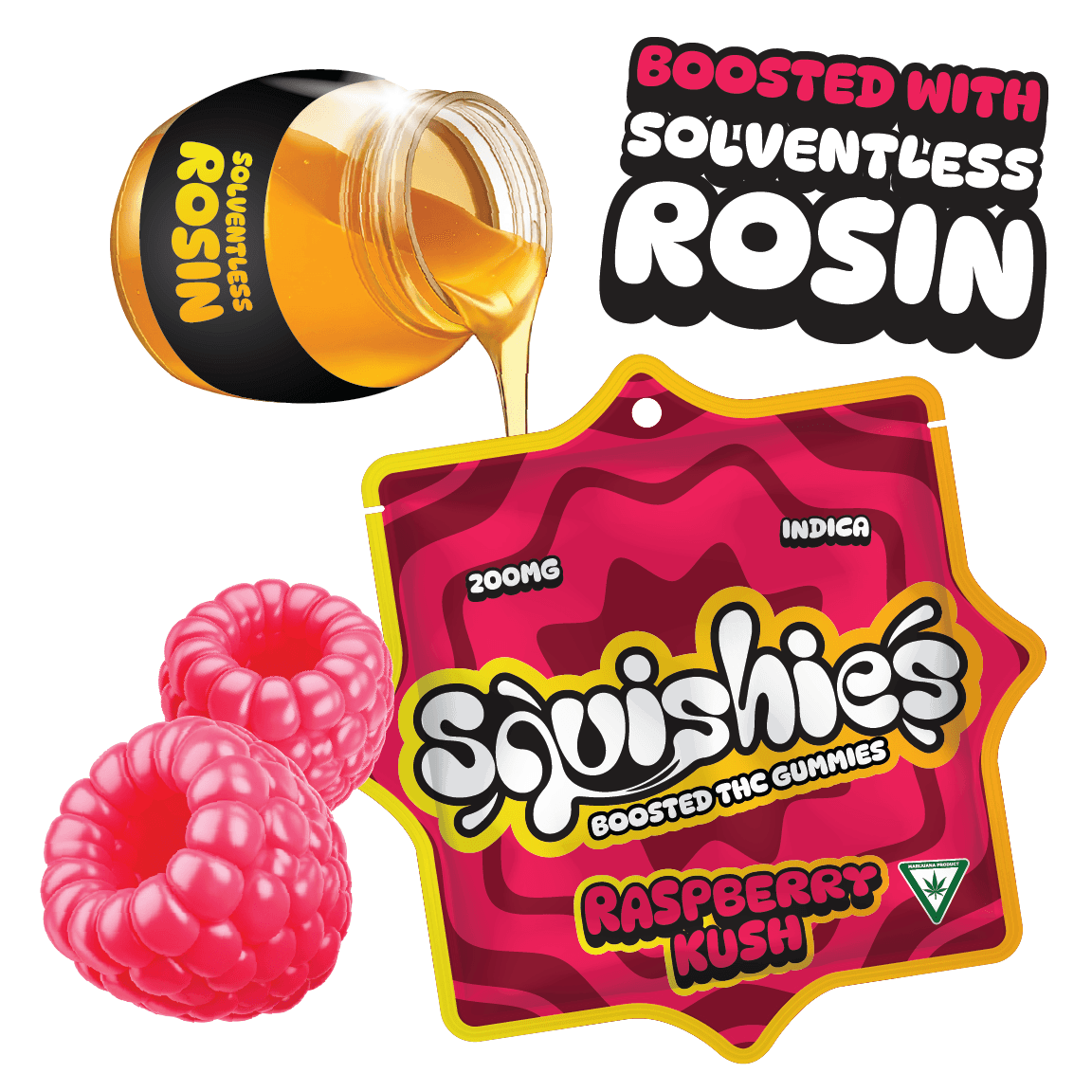 Squishies Raspberry Kush (Hybrid) | Squishies | Gummies | 200mg