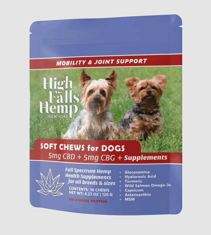 High Falls Hemp NY High Falls Hemp NY Soft Chews for Dogs 5mg CBD + 5mg CBG + Supplements 30-Pack