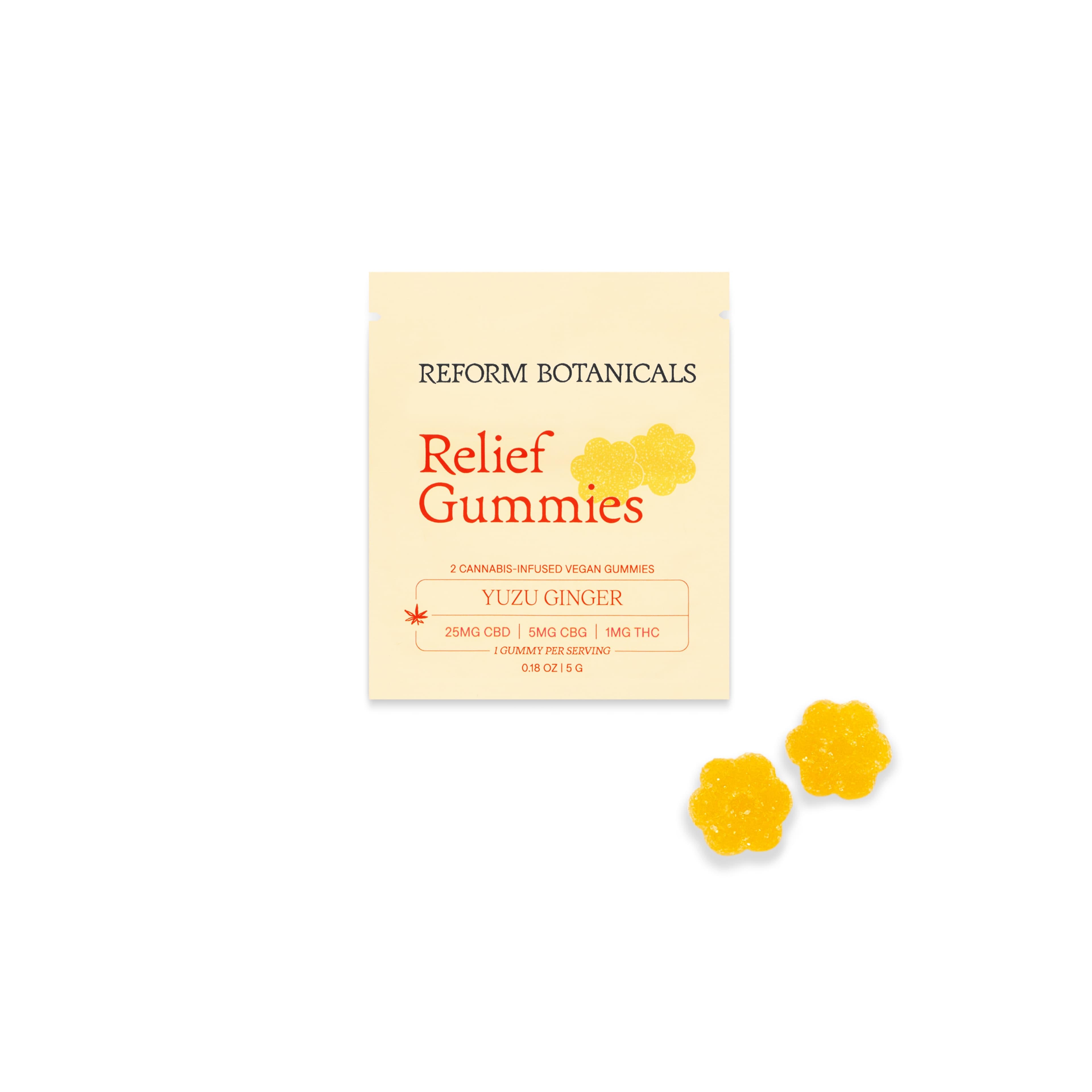 Reform Botanicals Relief Full Spectrum CBD + CBG Gummies, Yuzu Ginger, 10 Count