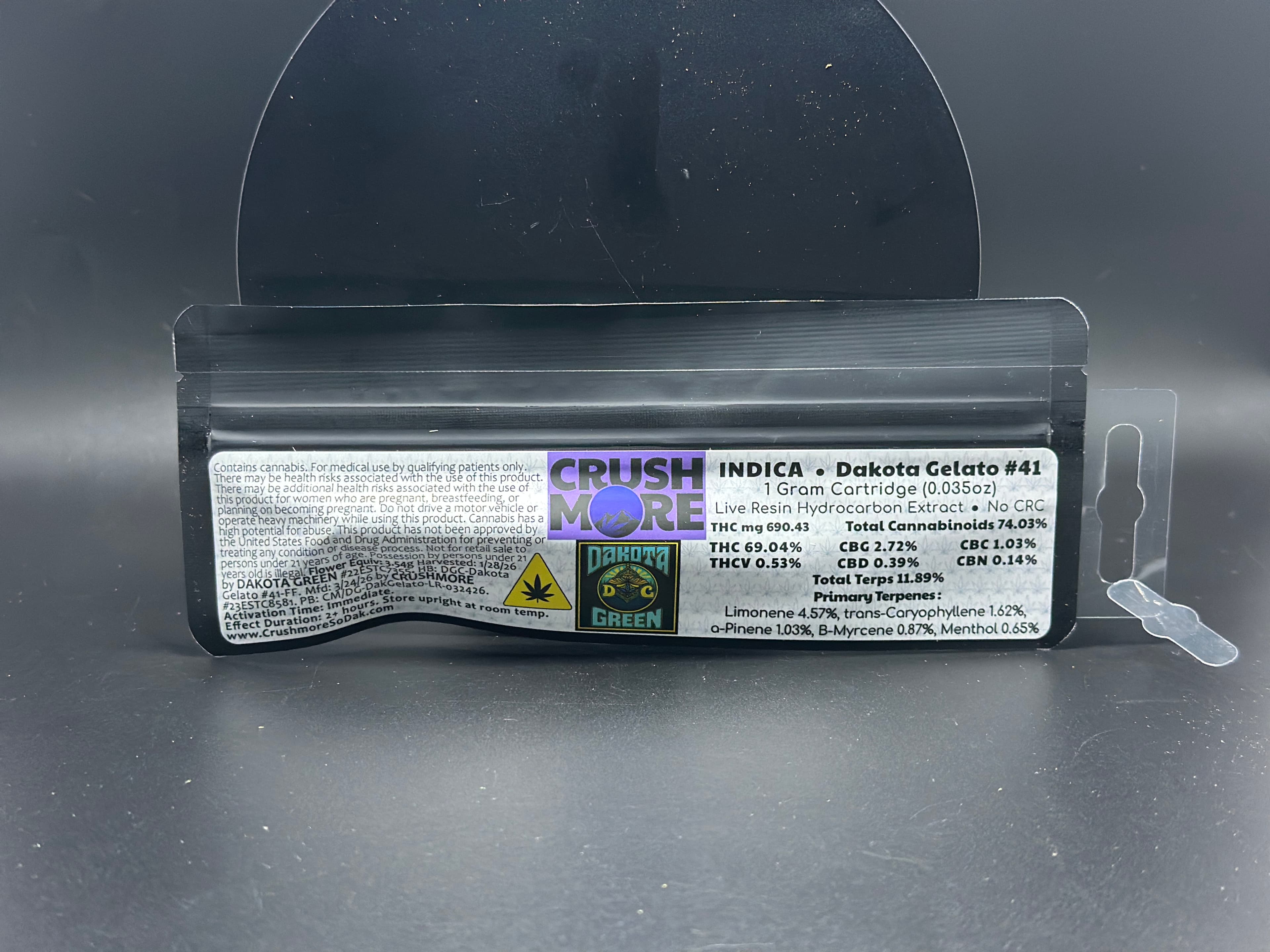 Crushmore DAKOTA GELATO #41 - 1g Live Resin Disposable