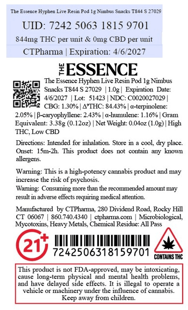(the) Essence Hyphen The Essence Hyphen Live Resin Pod 1g Nimbus Snacks T844 S 27029