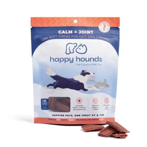 Happy Hounds CBD PET SOFT CHEW -CALM +JOINT SMOKEY BACON STRIPS - 150 MG - 30 PACK