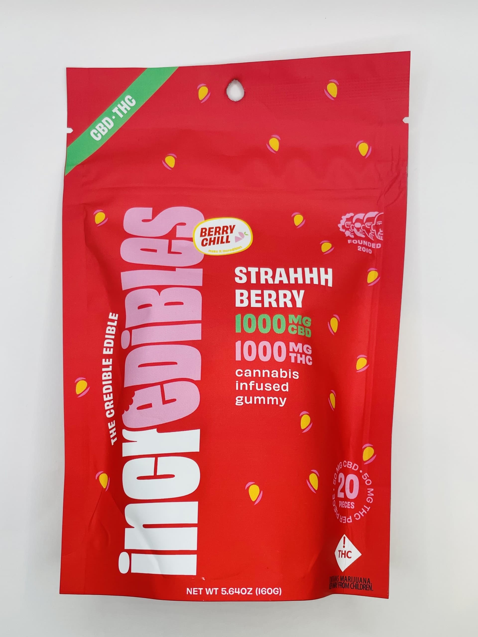incredibles 1:1 Strahhhberry + CBD High Dose [20pk] (1000mg CBD/1000mg THC)