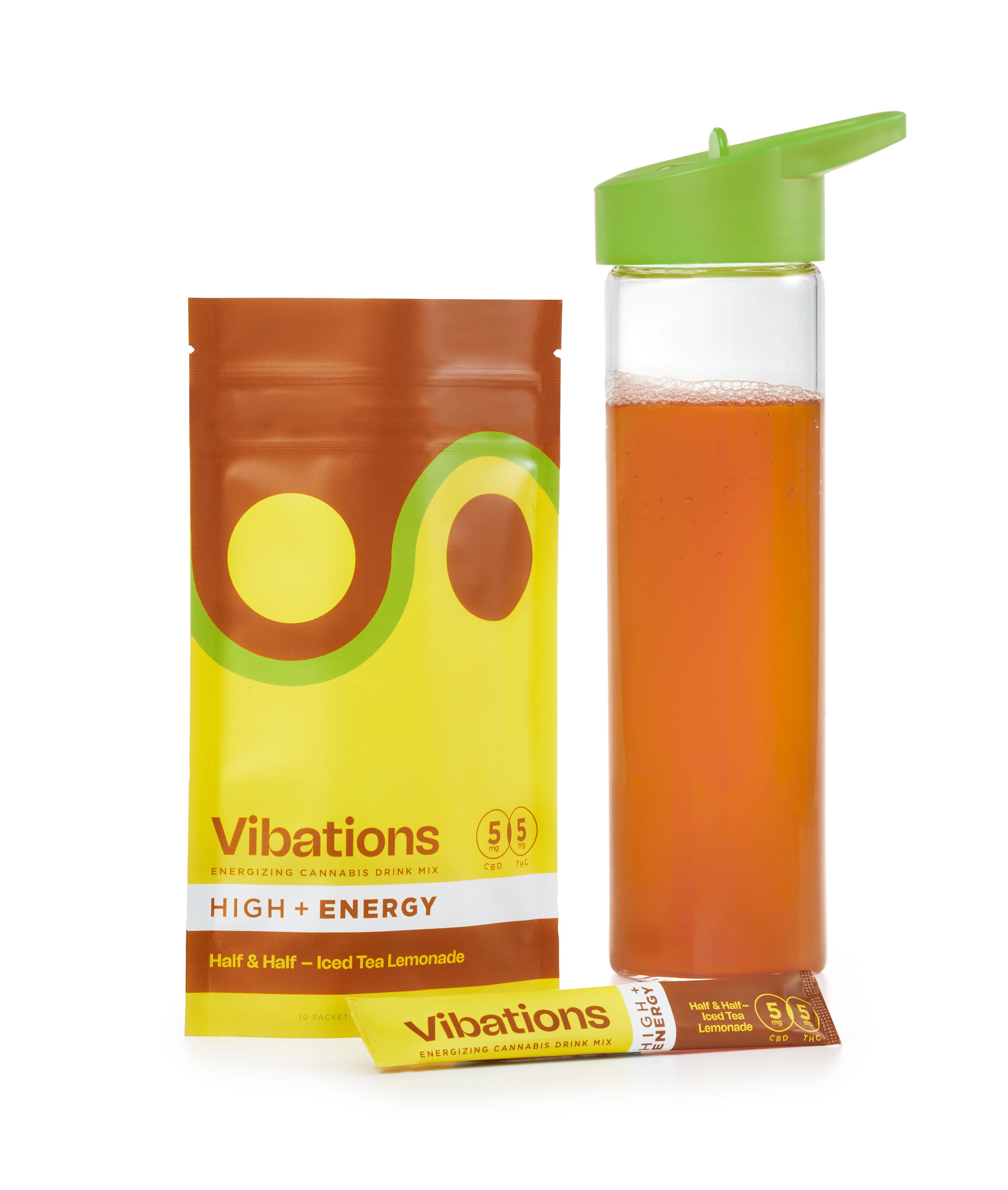 Vibations (Focus & Energy) Half & Half Ice Tea Lemonade 1:1 CBD:THC - 10pk Drink Mix