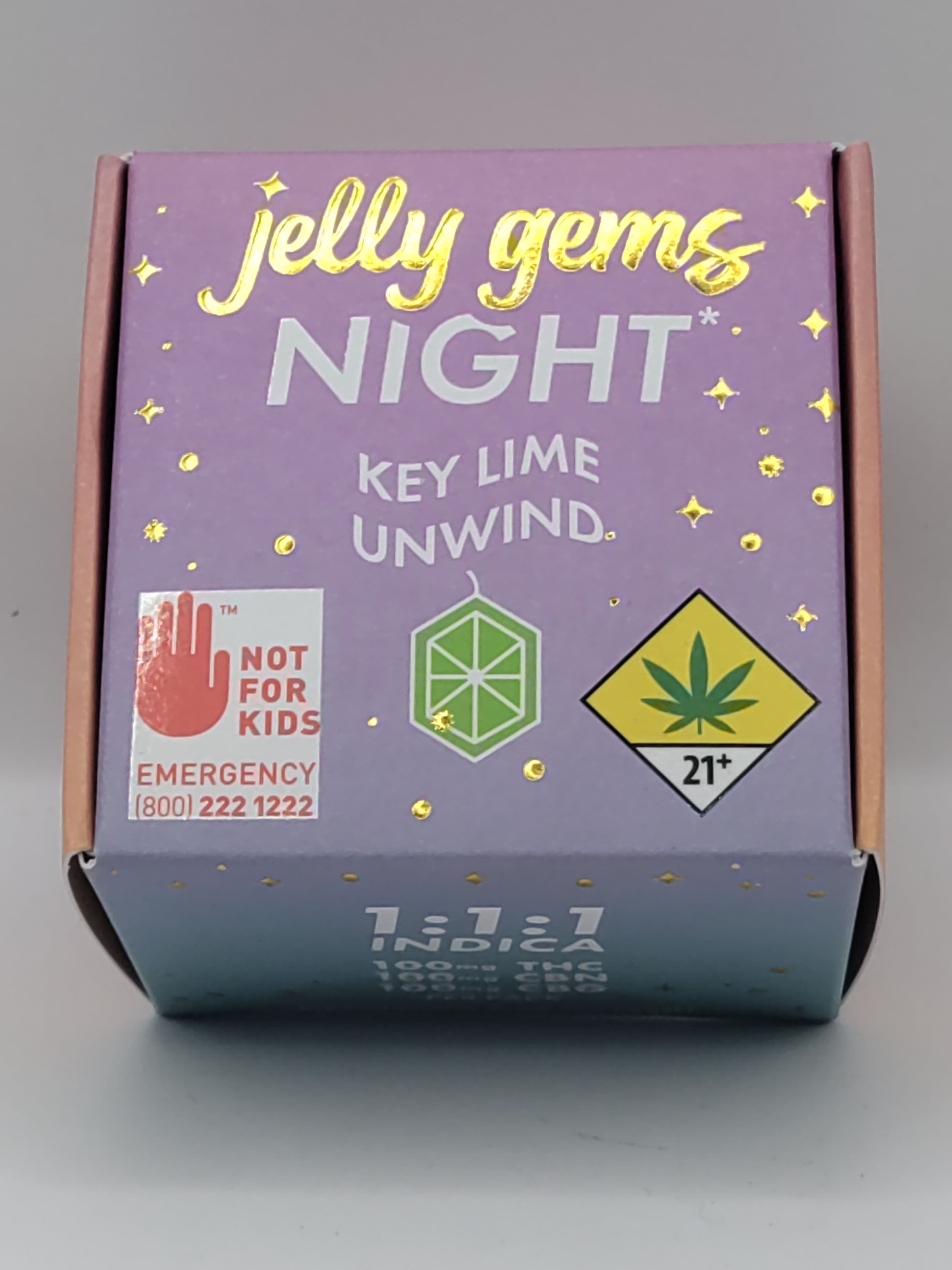 Jelly Gems 1:1:1 CBG/CBN Key Lime Unwind (Night) Indica 300mg Jelly Gems