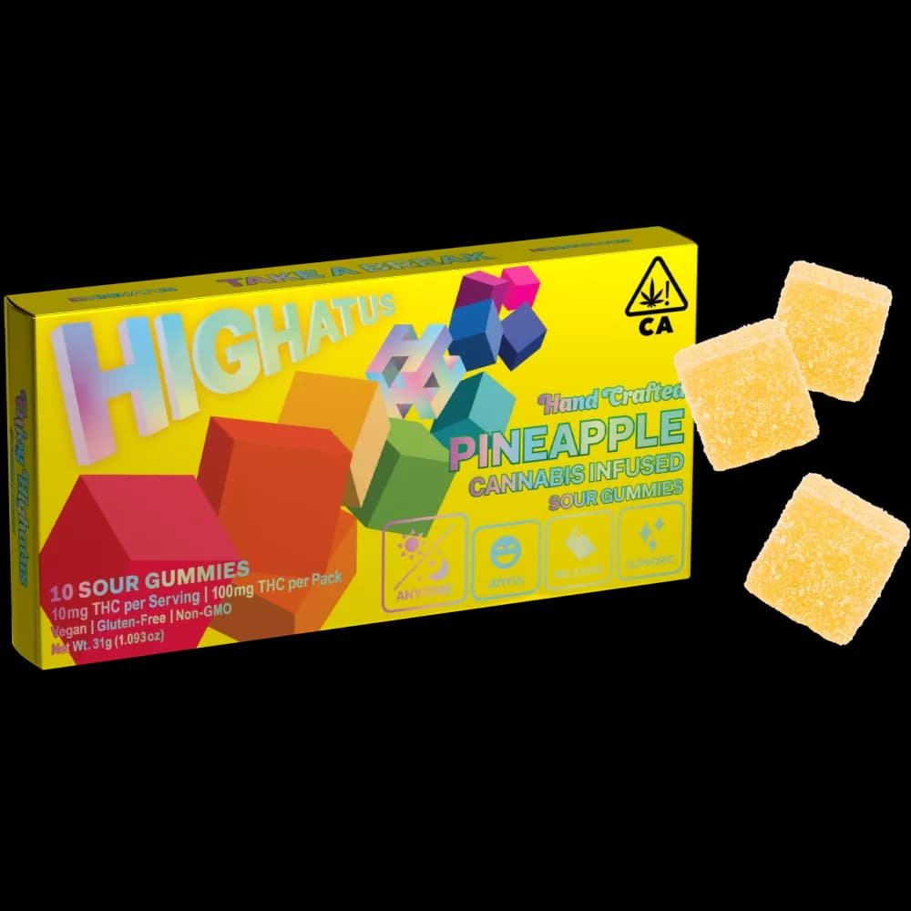 HIGHATUS Sour Pineapple Gummy 10 Pack 100MG