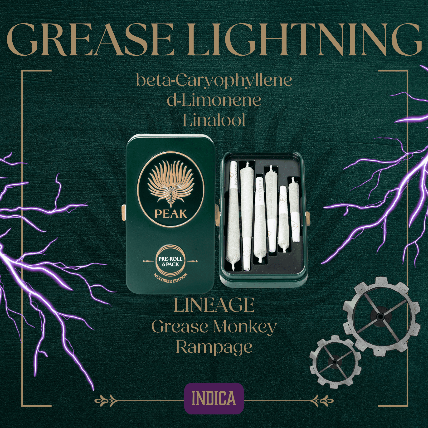 Peak Pre-Rolls Pack: Multi-Size | Peak Grease Lightning