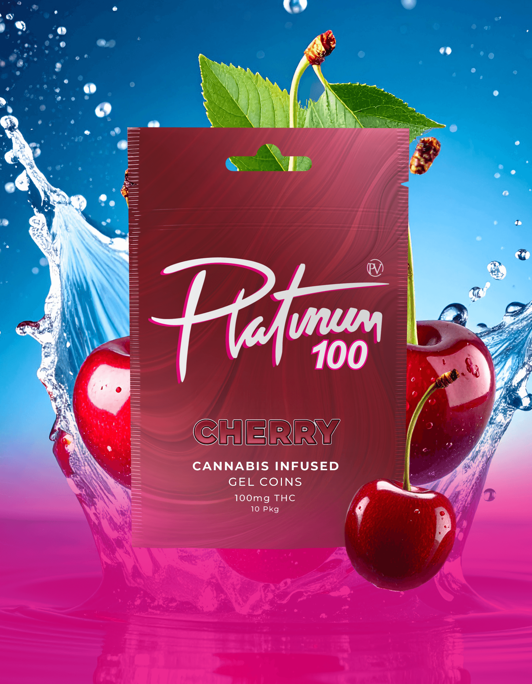 Platinum Cherry Cannabis Infused Gel Coins 100mg (10x10mg)