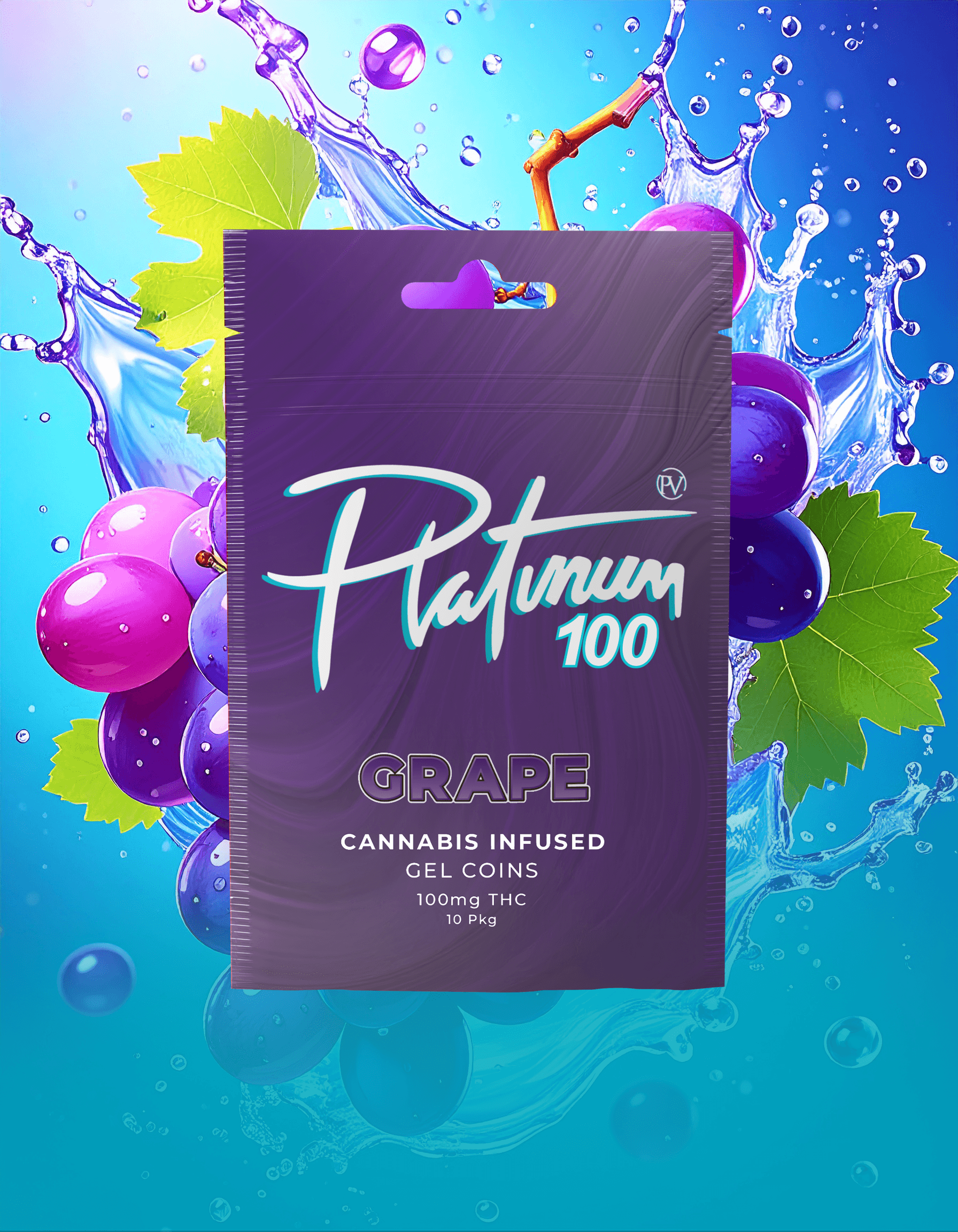 Platinum Grape Cannabis Infused Gel Coins 100mg (10x10mg)