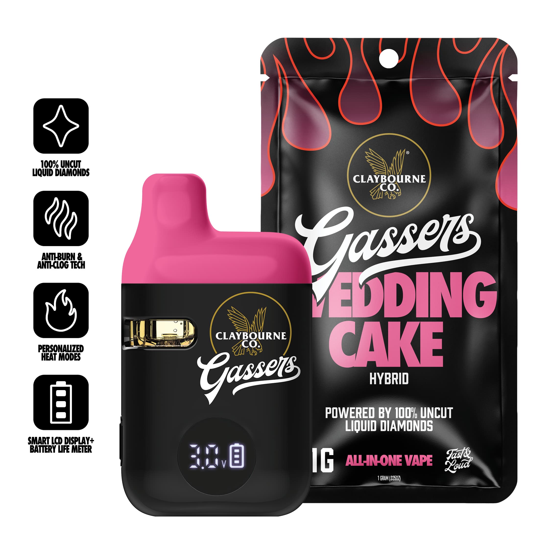 Claybourne Co. Claybourne Co. Gassers Wedding Cake (H) Live Resin Liquid Diamond Disposable Vape 1g