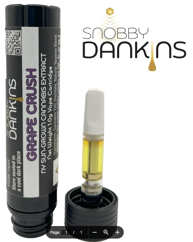 Snobby Dankins Snobby Dankins Grape Crush 510 Vape Cartridge 1g