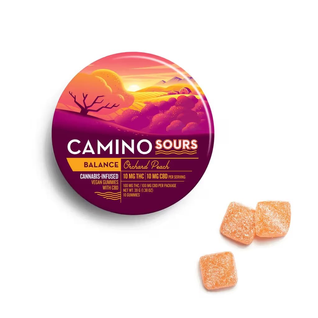 Camino CAMINO Gummies 100mg: Sour Orchard Peach 1:1 THC:CBD 10pc