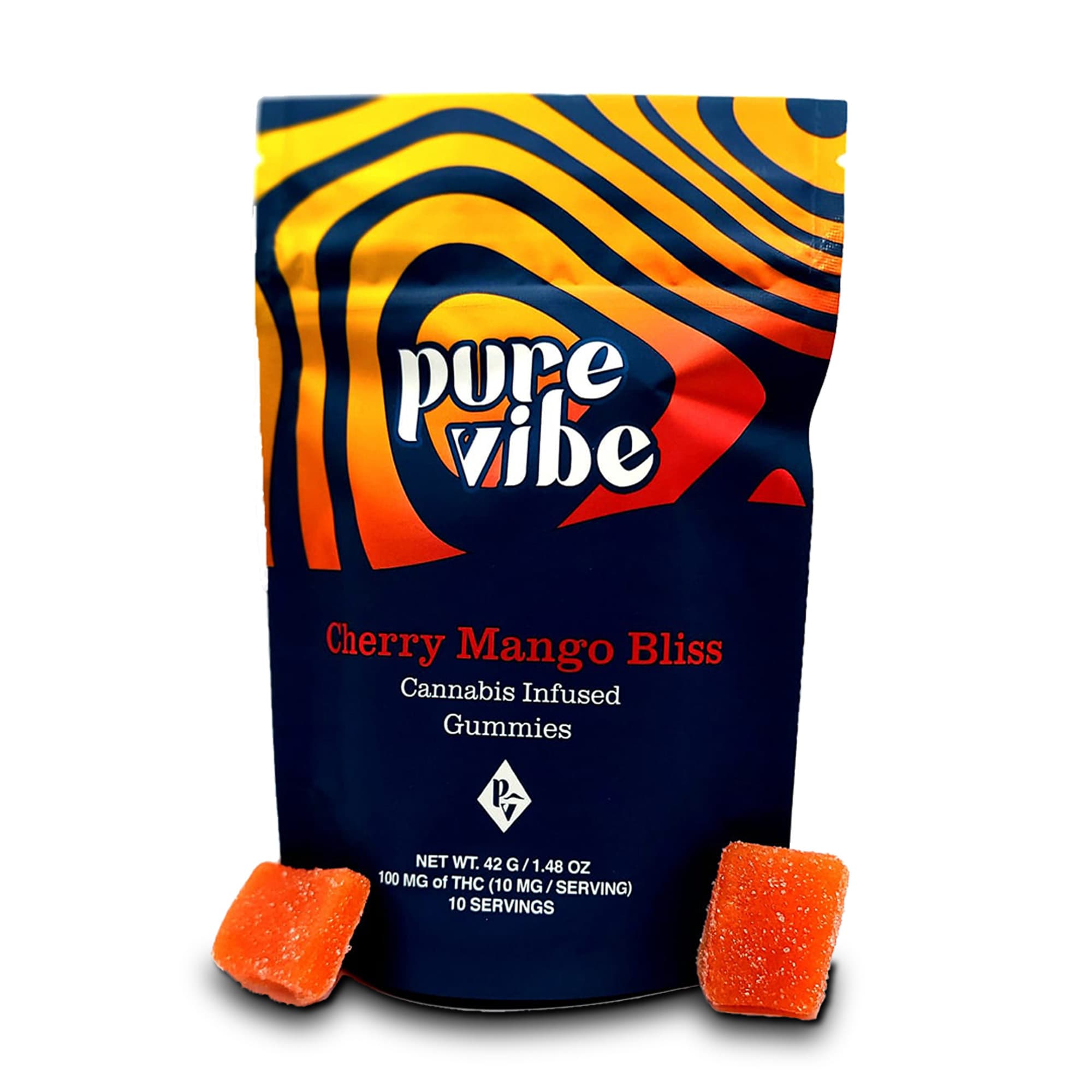 Pure Vibe 100mg Live Rosin Gummies | Cherry Mango Bliss