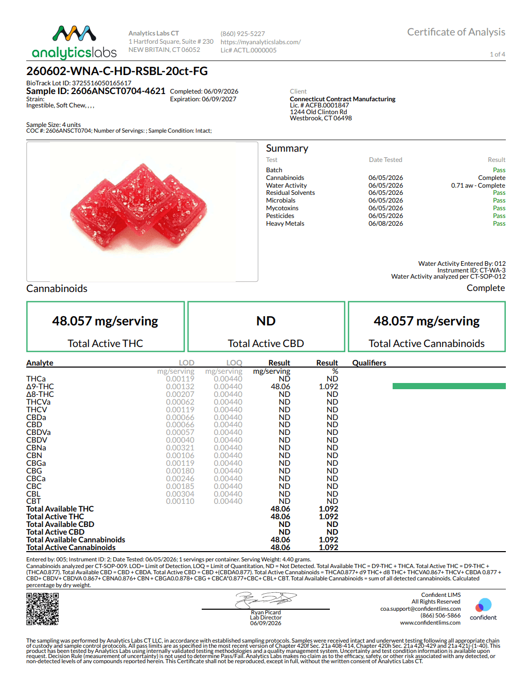 Wana Wana Classic High Dose Indica Raspberry Limeade Gummies 00554