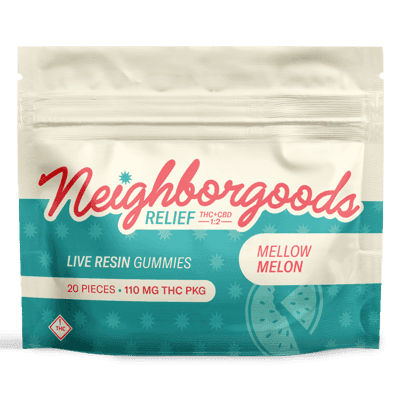 Neighborgoods Mellow Melon 1:2 CBD Live Resin Gummies 100mg | 20pk