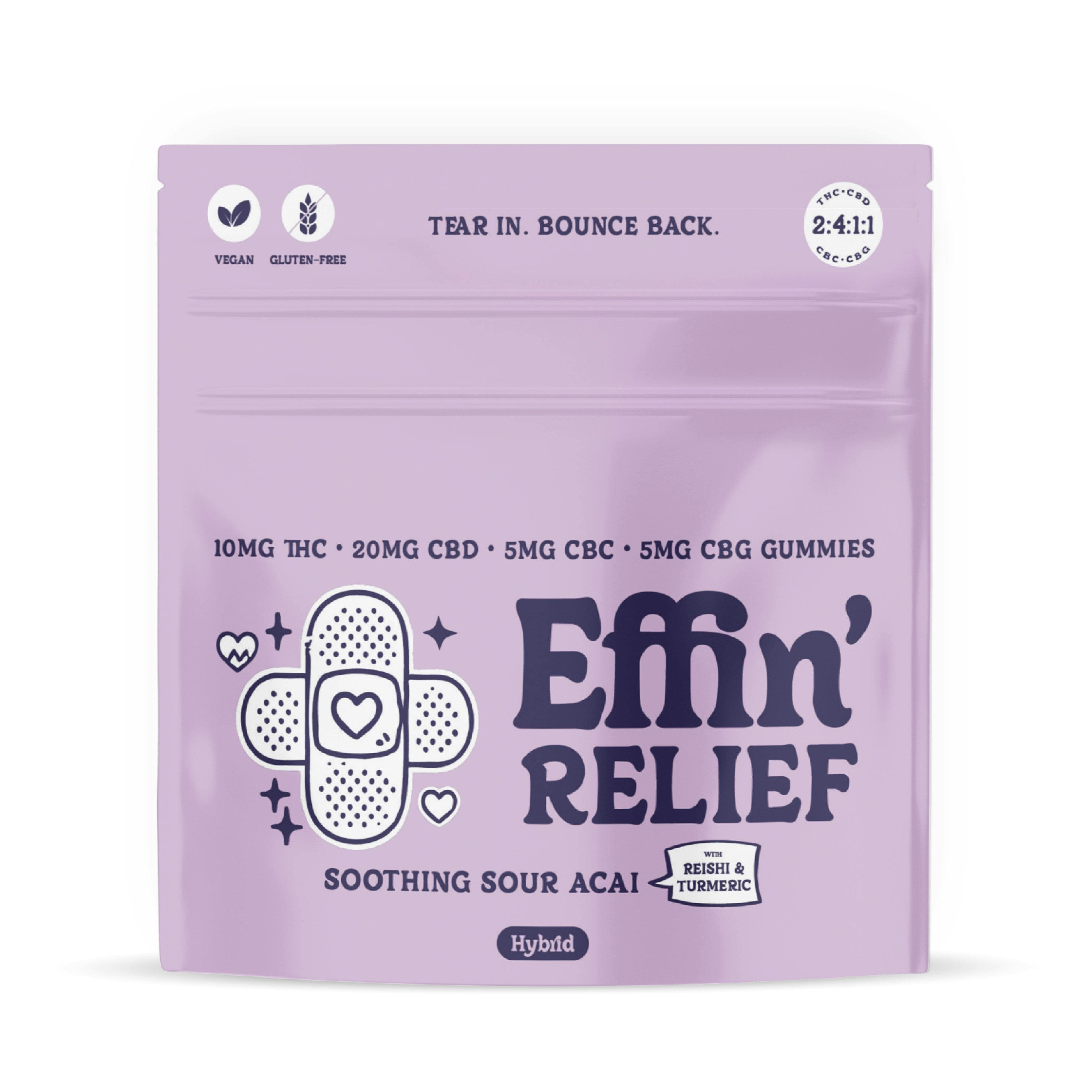Effin' Relief Soothing Sour Acai 2:4:1:1 THC:CBD:CBC:CBG | 10 Pack