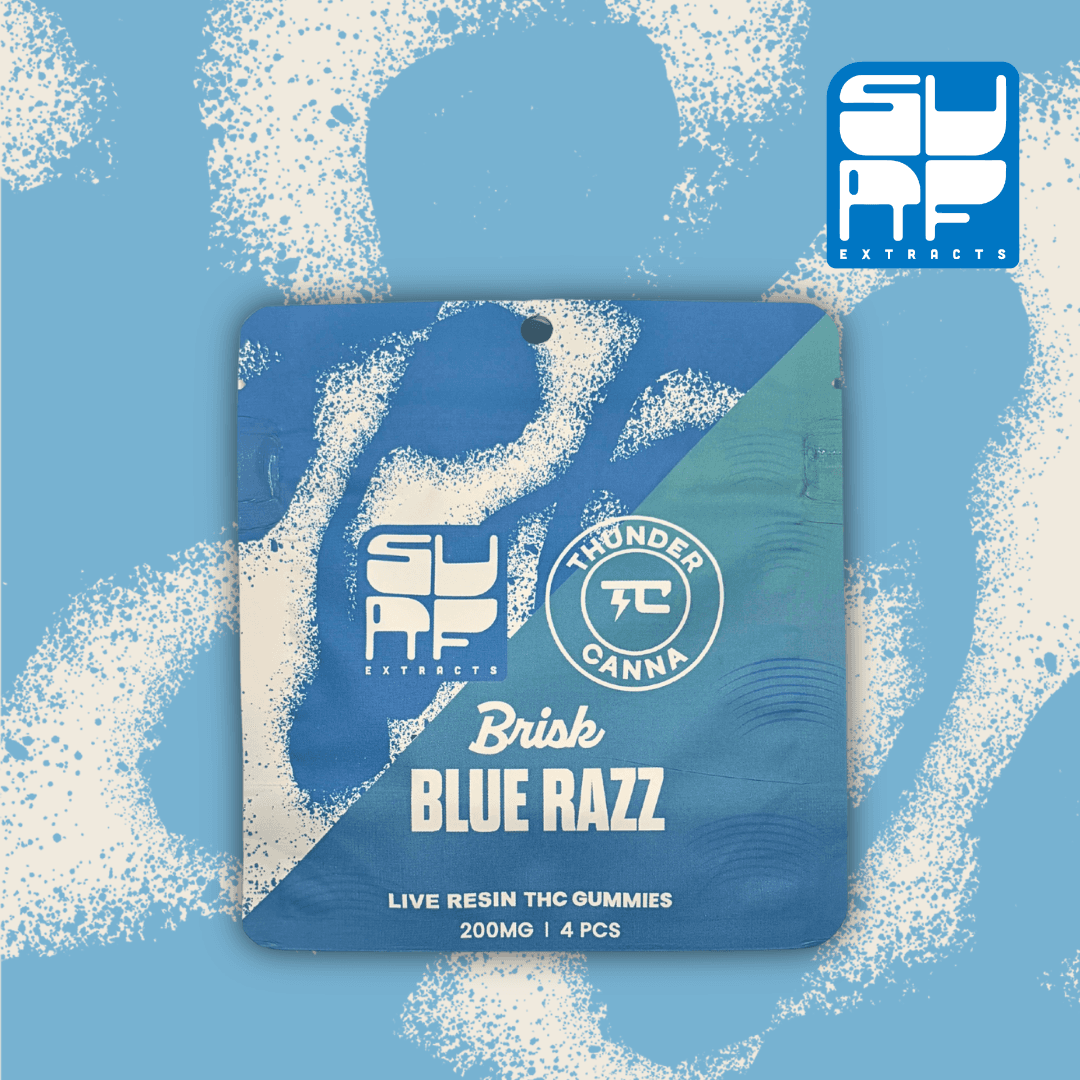 SURF SURF Brisk Blue Razz Live Resin Gummies 200mg THC