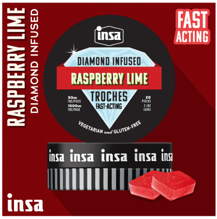 Insa Raspberry Lime Diamond Infused Troches 20ct/50mg Tinctures