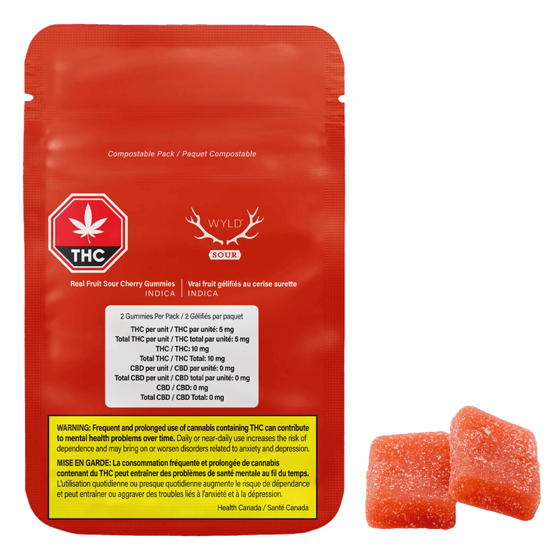 Wyld Real Fruit Sour Cherry Indica Gummies 2 pack - Wyld