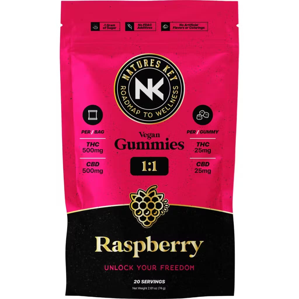 Nature's Key Raspberry CBD:THC - Natures Key Gummies