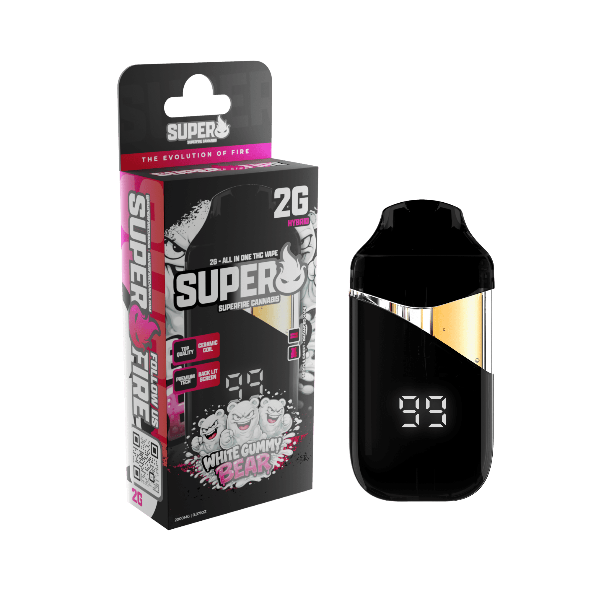 Superfire White Gummy Bear - Disposable - 2g