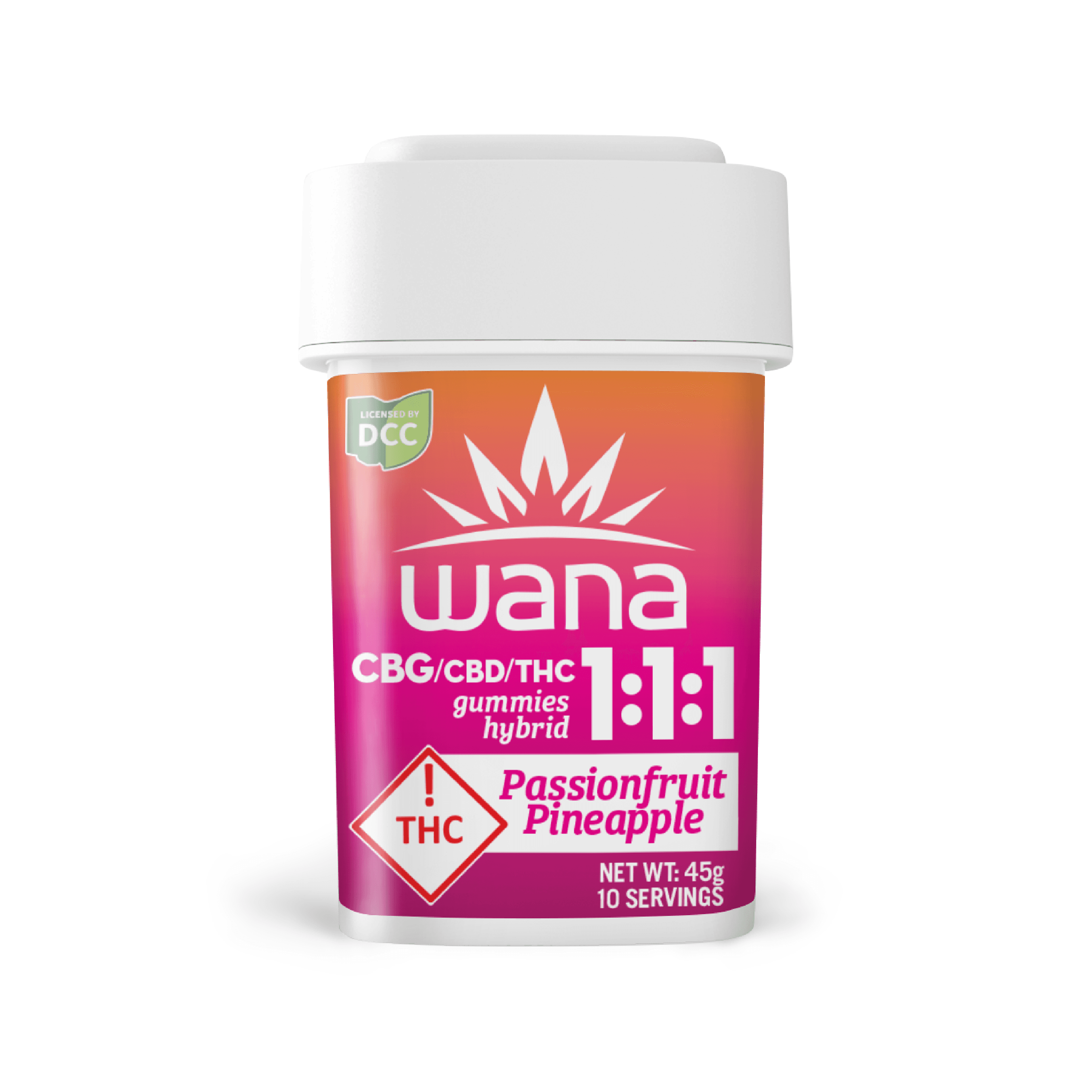Wana Pineapple Passionfruit 1:1:1 THC:CBD:CBG - 105mg 10pk Gummies