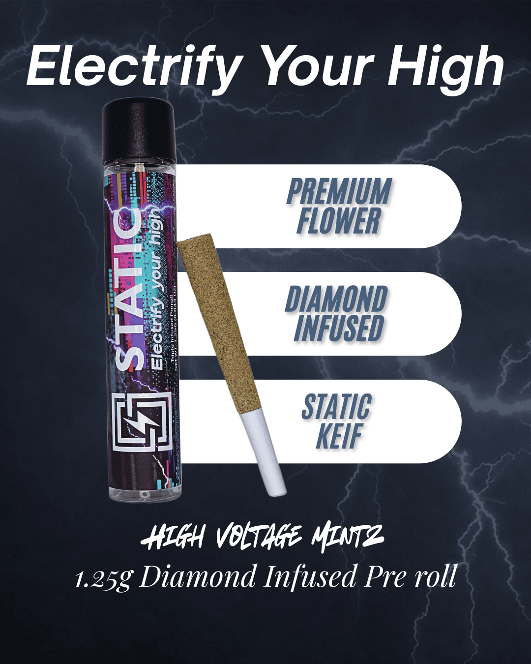 Static High Voltage Mintz | Tri-Infused Pre-Roll | 1.25g