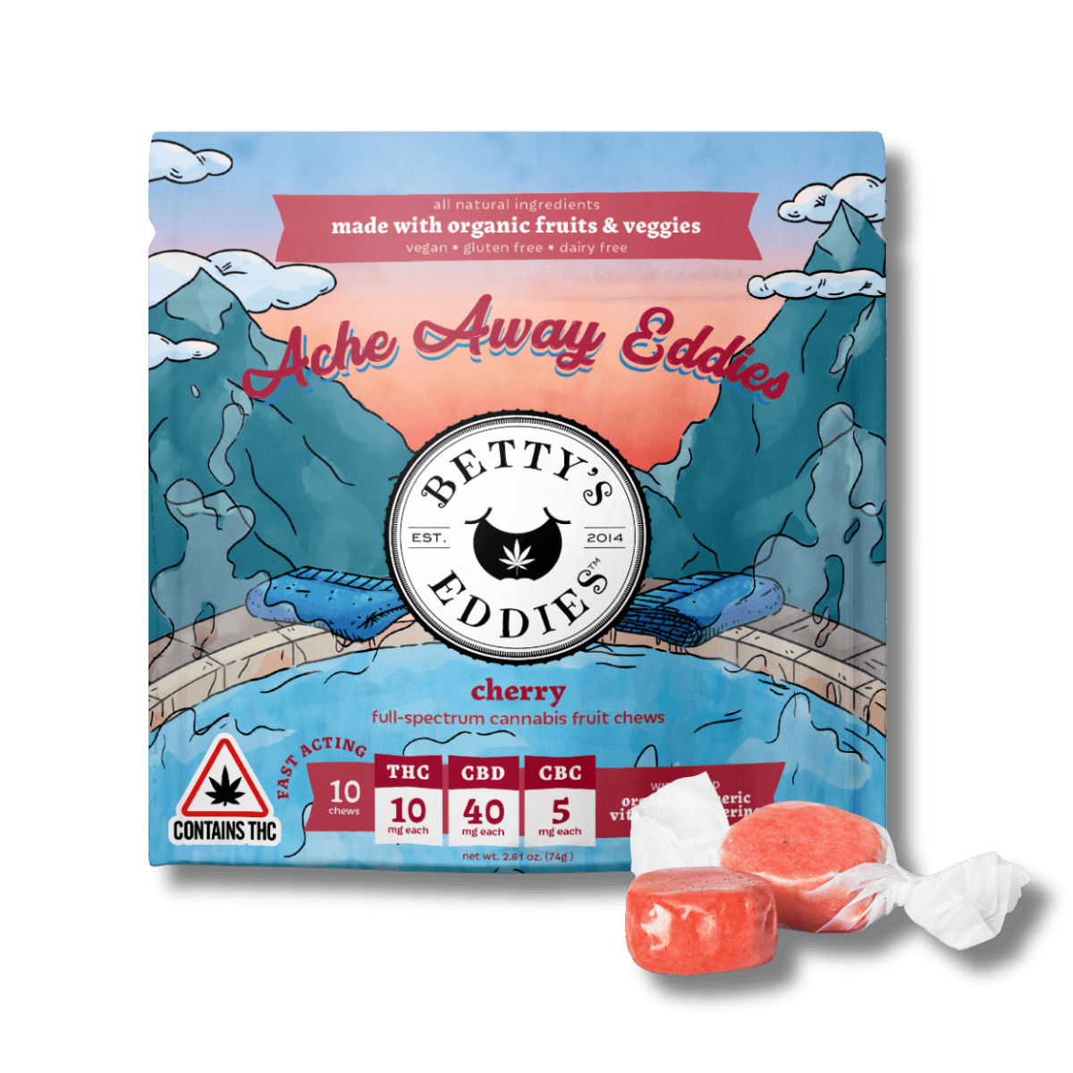 Betty's Eddies Achy Eddie's Cherry Fruit Chews 200mg
