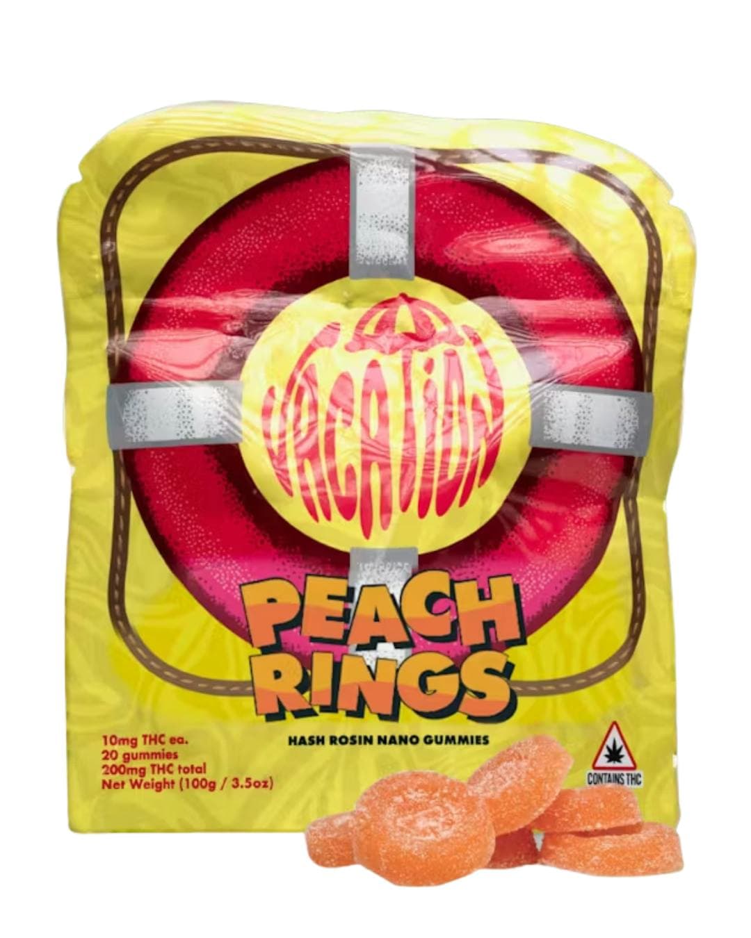 Vacation Peach Rings (Hash Rosin) | Gummies | 100mg