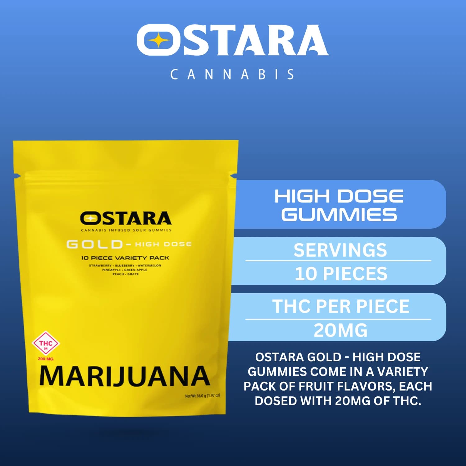 Ostara Cannabis High Dose Gummies [10pk] (200mg)