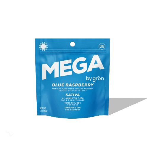 Grön Grön 1:1 Blue Raspberry Mega THC:CBG Sativa 100mg (2pk)
