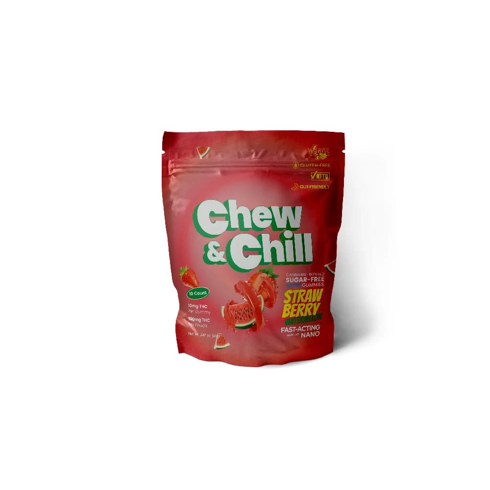 Chew & Chill Strawberry Watermelon +CBG - Sugar Free Gummies - 10pk - 100mg