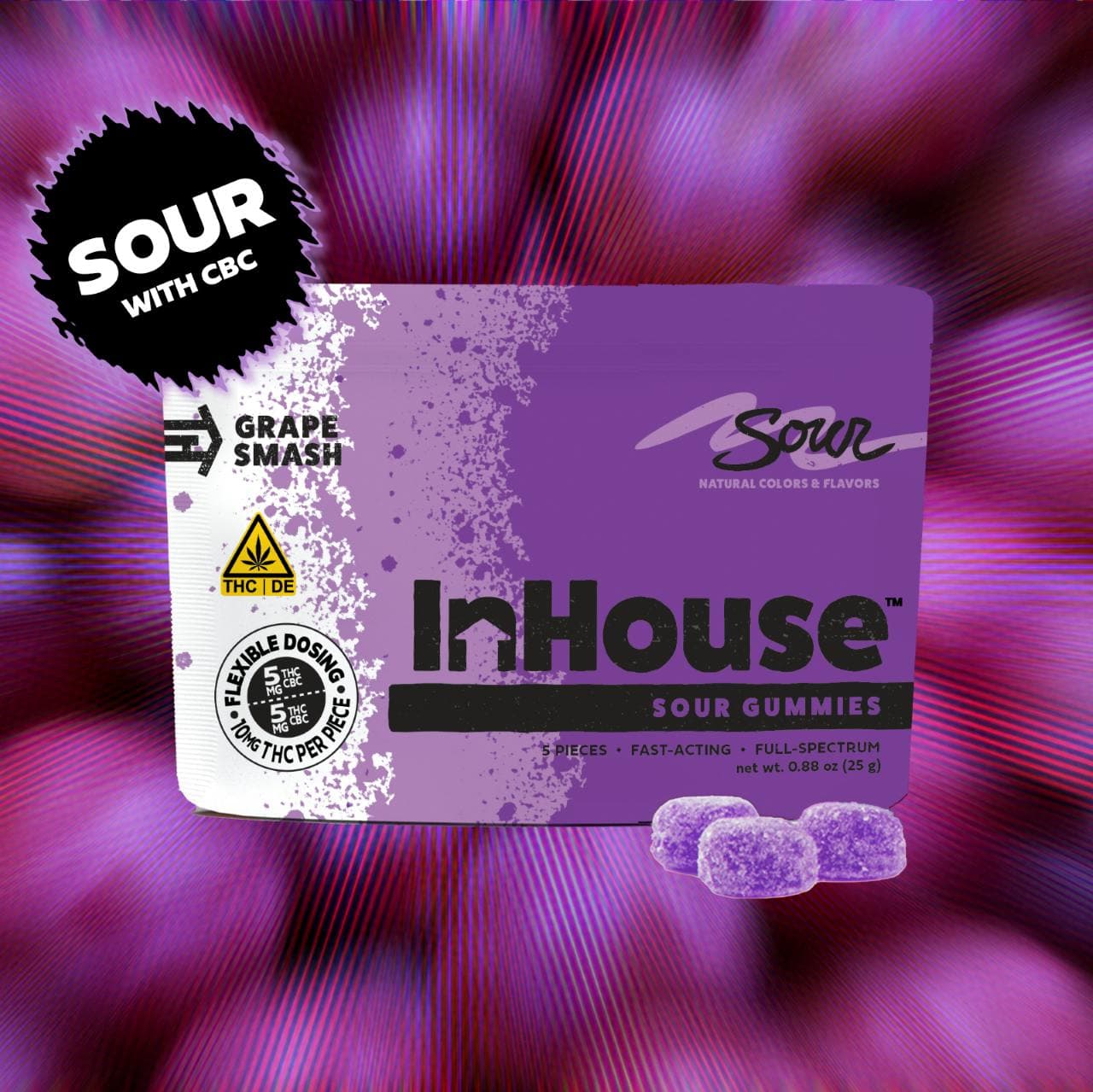 InHouse In House Sour Grape (H) Gummies 10mg 5pk