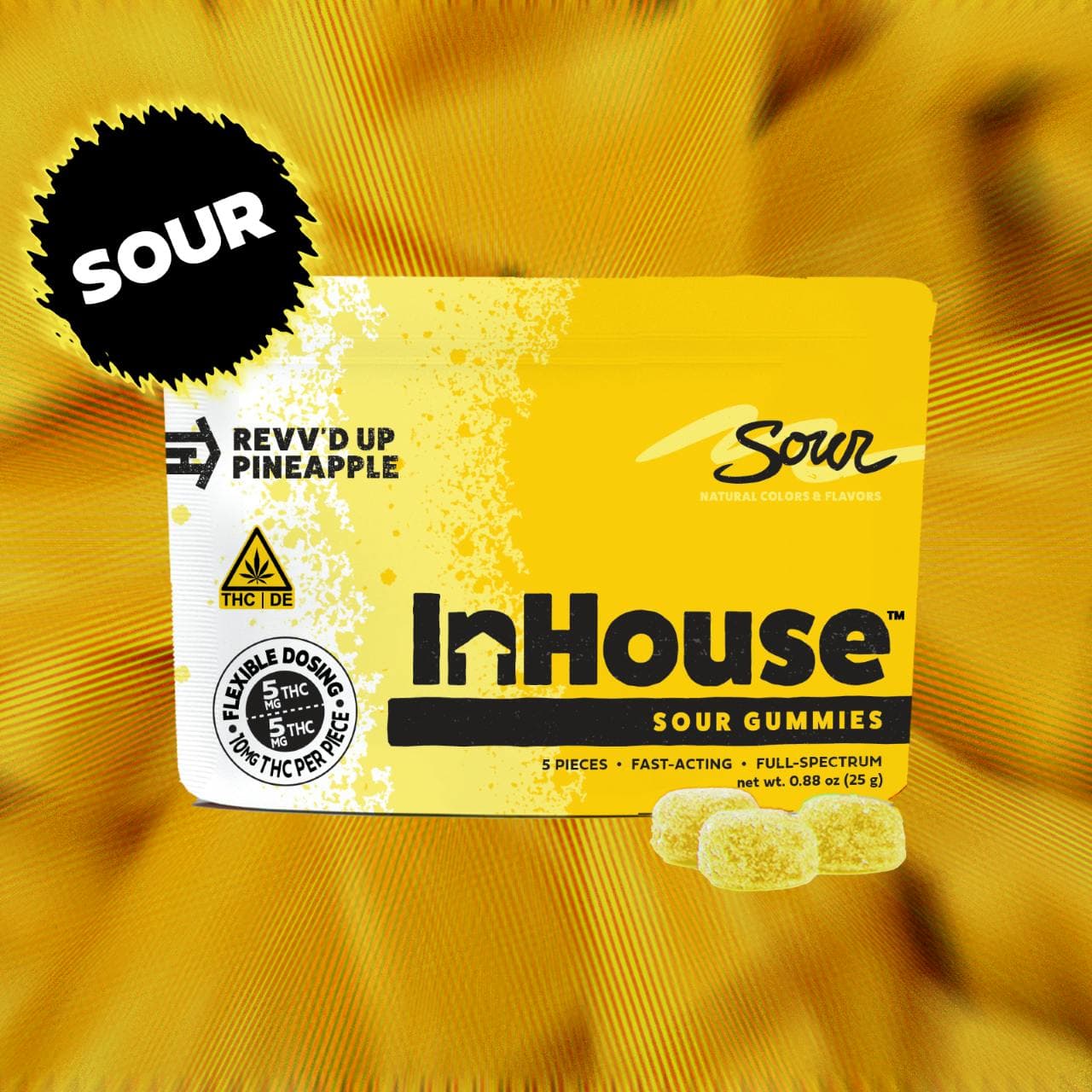 InHouse In House Sour Pineapple (H) Gummies 10mg 5pk