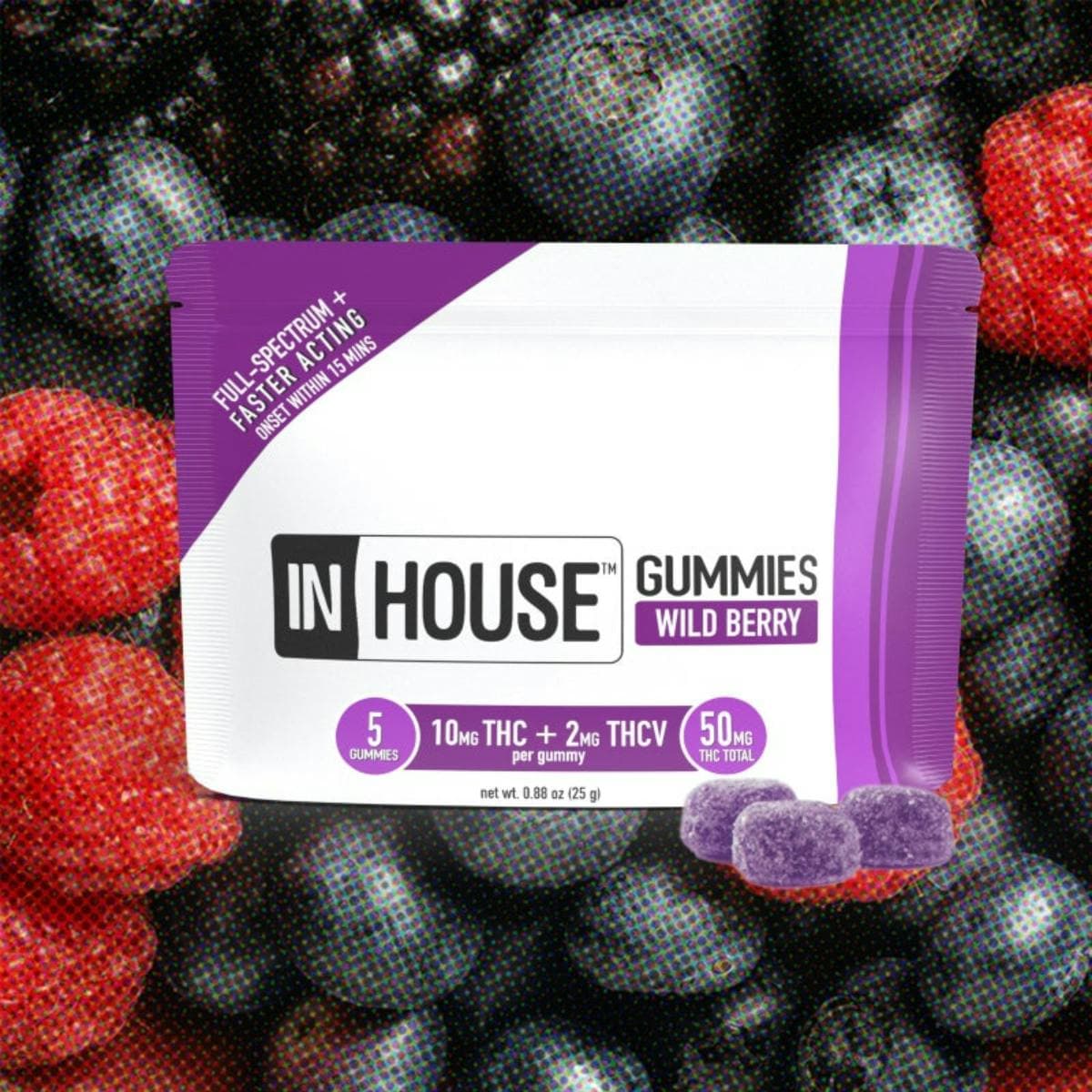 InHouse In House Wildberry (H) Gummies 5:1 THC:THCV Gummies 10mg 5pk