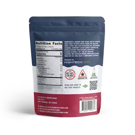Littlefield Confections 100mg Raspberry Lime Gummies
