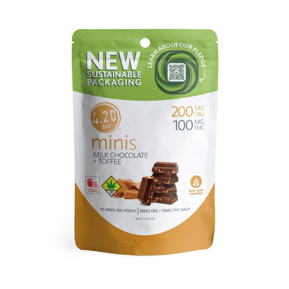 4.20 Bar by Evergreen Herbal 2:1 Milk Chocolate + Toffee [10pk] (200mg CBG/100mg THC)