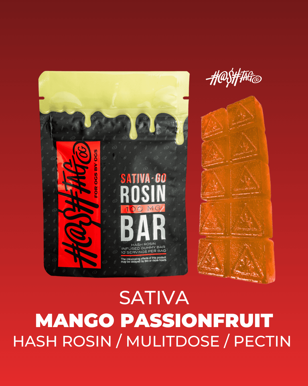 HashtagOG Hash Rosin Gummy Bar | Mango Passionfruit | 100mg