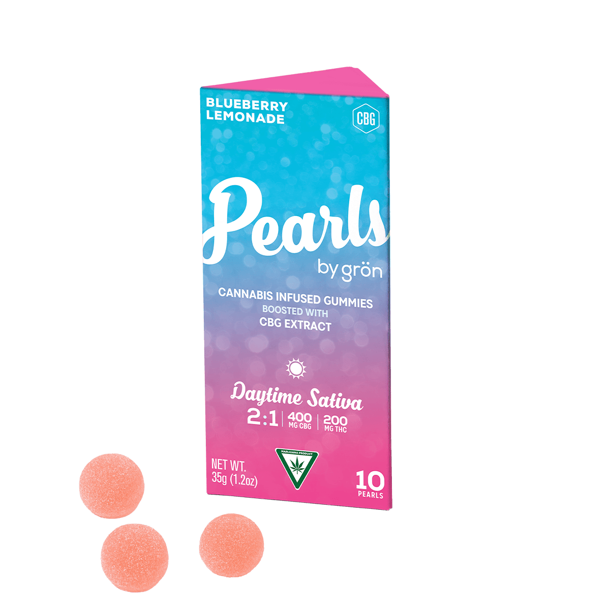 Grön Gron - Gummies - Pearls - 200mg - 2:1 CBG/THC - Blueberry Lemonade - Sativa