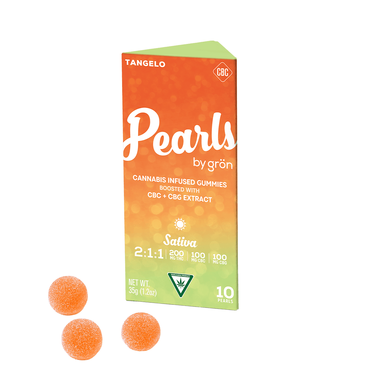 Grön Gron - Gummies - Pearls - 200mg - 2:1:1 THC/CBC/CBG - Tangelo - Sativa