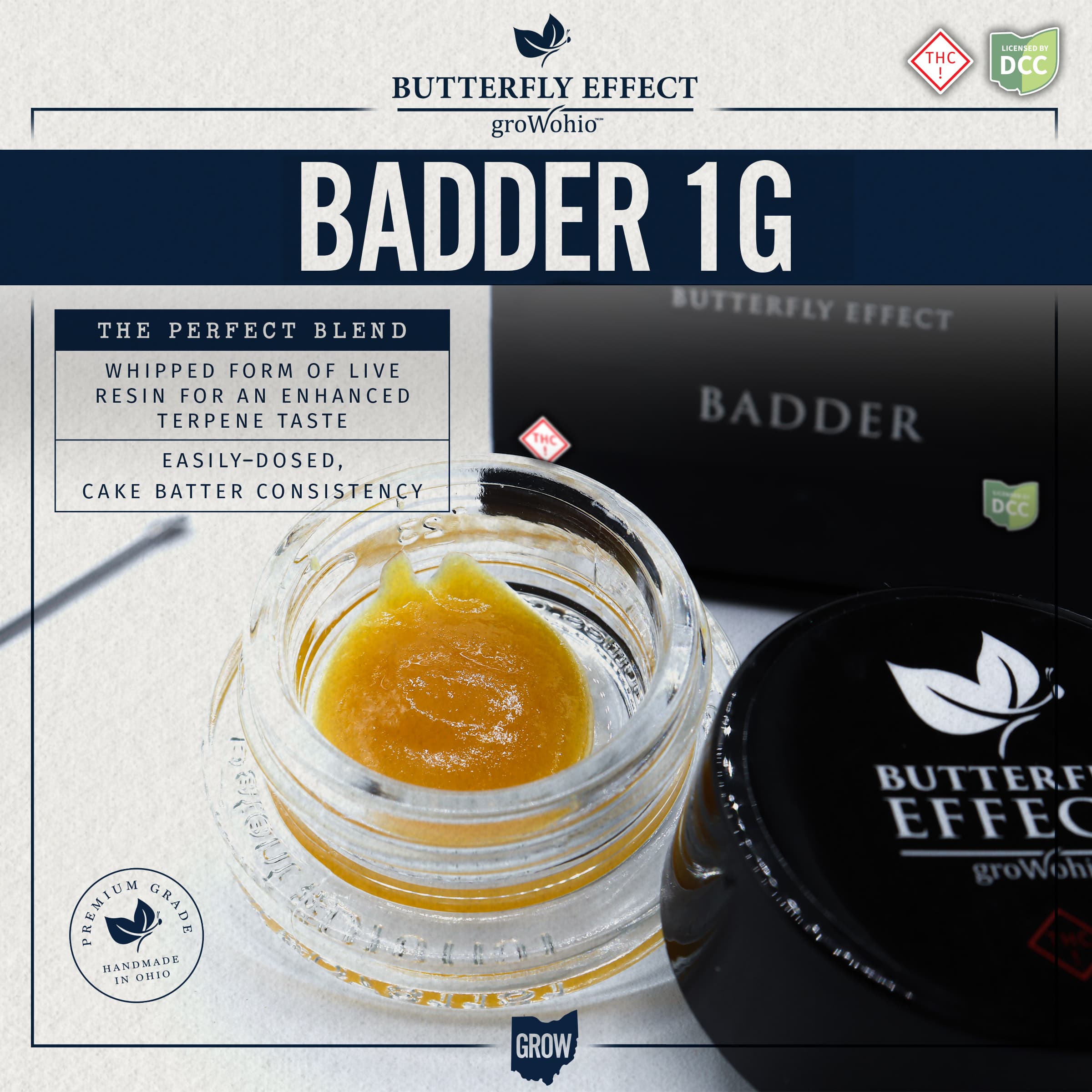 Butterfly Effect by Grow Ohio Slayer Cake Badder - 1g Live Resin Concentrate
