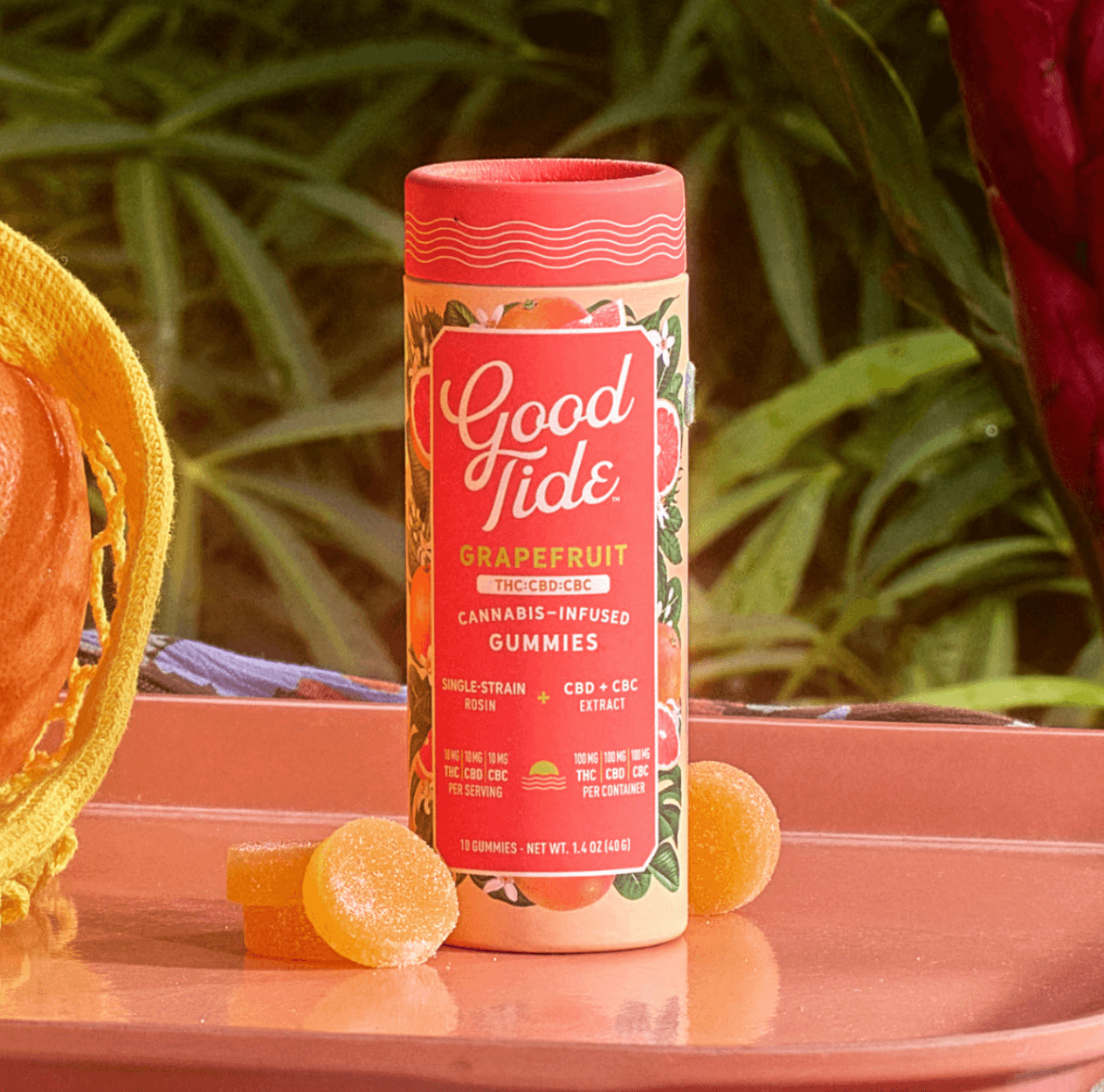 Good Tide Grapefruit Rosin Gummy 1:1:1 THC:CBD:CBC 10 Pack 100MG
