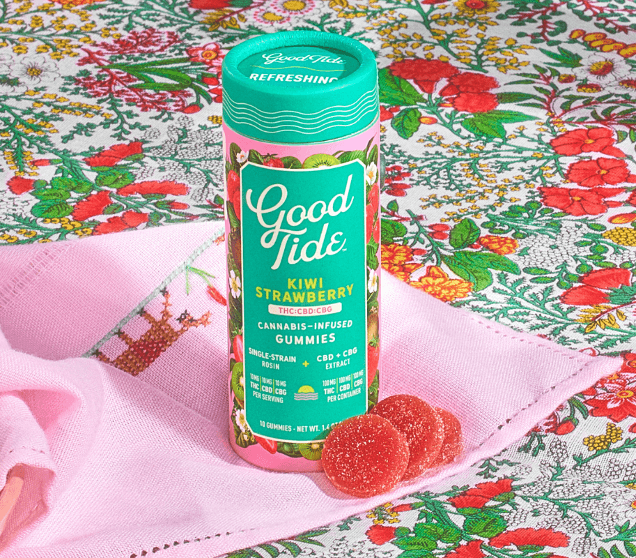 Good Tide Kiwi Strawberry Rosin Gummy 1:1:1 THC:CBD:CBG 10 Pack 100MG