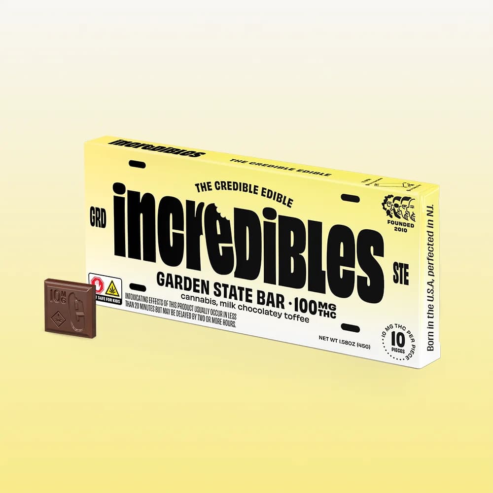 incredibles Garden State Toffee Bar | Chocolate | 10 Pack | 100mg THC
