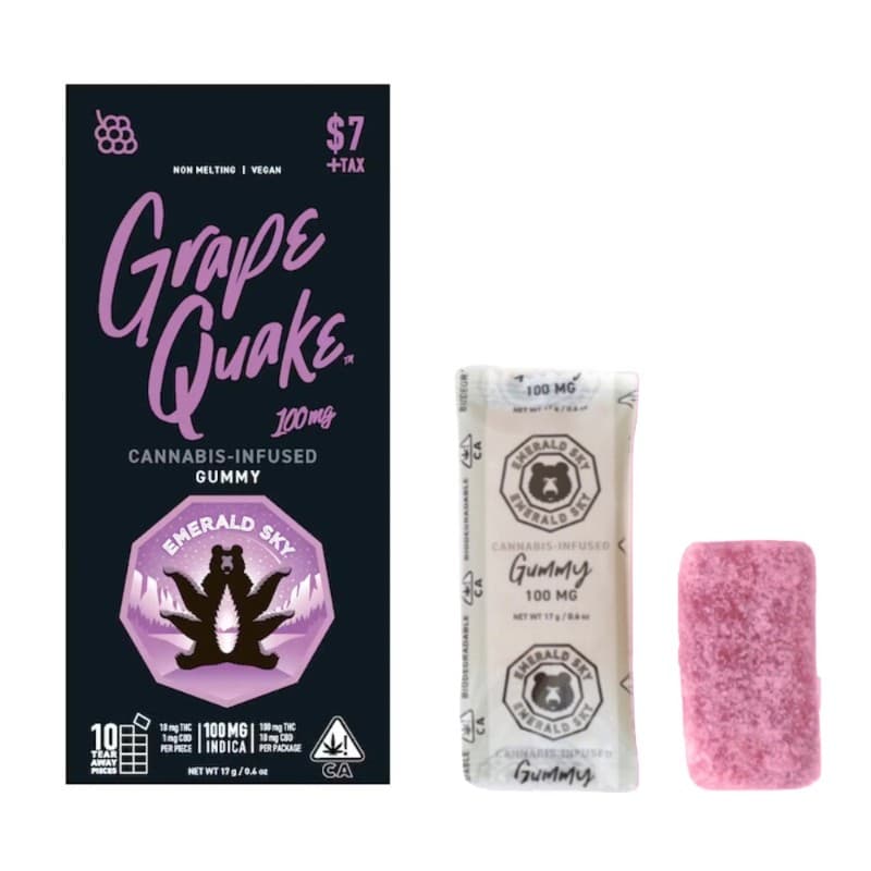 EMERALD SKY Emerald Sky Grape Quake Indica Gummy 100mg