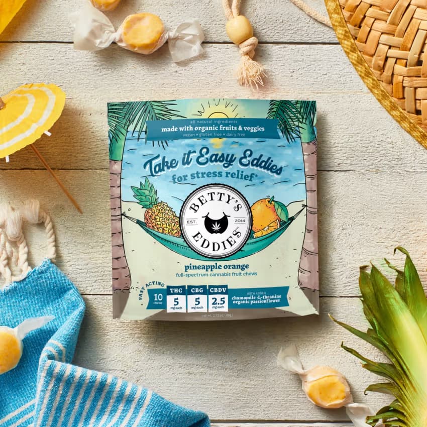 Betty's Eddies Take It Easy Eddies Pineapple Orange Stress Relief Fruit Chews [10pk]