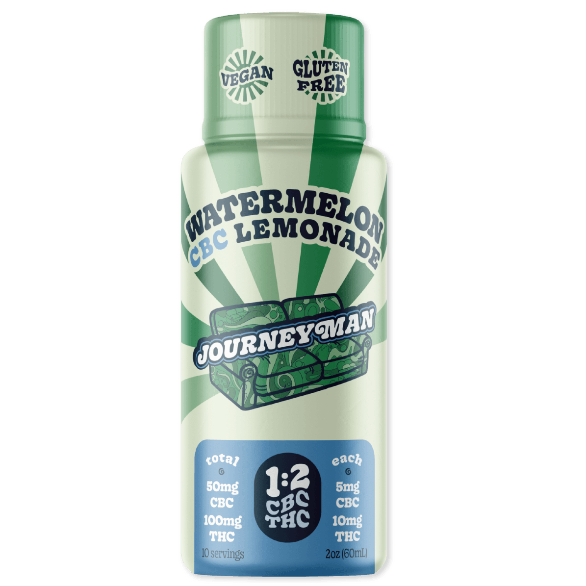 Journeyman Watermelon CBC Lemonade | 100mg THC: 50mg CBC | 2oz Shot | Journeyman