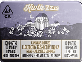 KWIK EASE Kwik Zzzs Liquid Center Filled Gummies 1:1 THC:CBN 100mg - Elderberry (I)