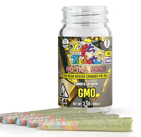 LIFT TICKETS Lift Tickets x No Till Kings GMO Indica 0.5g Infused Preroll 5PK